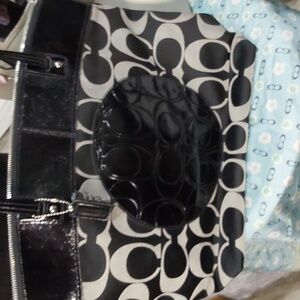 Black and Grey Patent leather tote